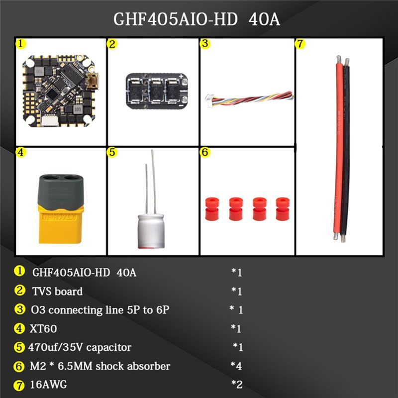 Drone Racing Esc - ABTI-GHF405AIO-HD 40A Contrôleur de vol AIO